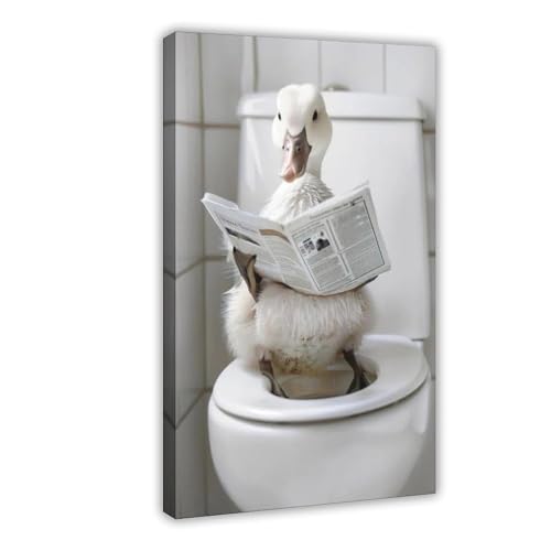 Lustige Ente Badezimmer Kunst Leinwand Poster Wandkunst Dekor Druck Bild Gemälde für Wohnzimmer Schlafzimmer Dekoration 40 x 60 cm von BILQAHT