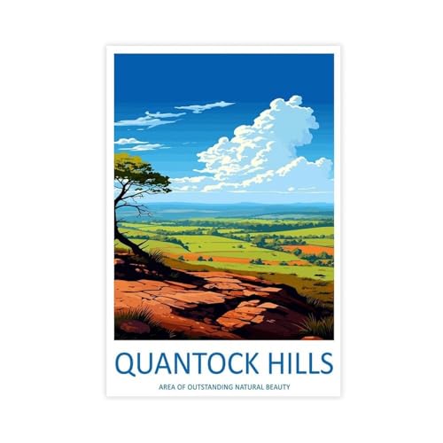 Quantock Hills Reise-Kunst-Leinwand-Poster, Wandkunst, Dekordruck, Bild Gemälde für Wohnzimmer, Schlafzimmer, Dekoration, 50 x 75 cm Quantock Hills Reise-Kunst-Leinwand-Poster, Wandkunst, Dekordruck, Bild Gemälde für Wohnzimmer, Schlafzimmer, Dekoration, 50 x 75 cm von BILQAHT