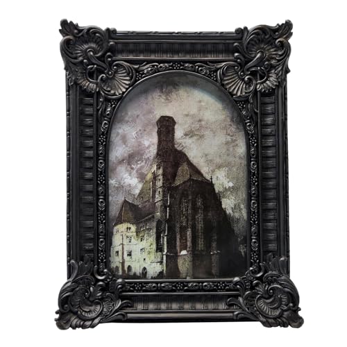 BILXIM Vintage-Bilderrahmen, 10,2 x 15,2 cm, Antik-Schwarz, verziert, gewölbt, zum Aufhängen an der Wand oder als Tischdekoration, Retro-Gothic-Heimdekoration, Fotogalerie-Kunst von BILXIM