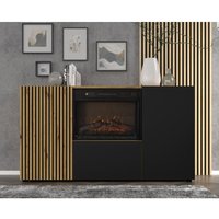 Auris Sideboard Schrank 148.8x42x82h cm Wohnzimmer mit Kamin aus Eiche. von BIM FURNITURE