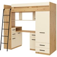 Bim Furniture - Hochbett mit Schreibtisch smyk l cm110x204x188h Eiche dunkel Creme Bim Furniture - Hochbett mit Schreibtisch smyk l cm110x204x188h Eiche dunkel Creme von BIM FURNITURE