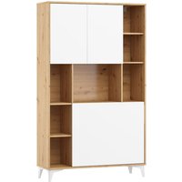 Bim Furniture - Klappbare megan 2 Schreibtisch Haushaltsbüro Computertisch artisan eiche / weiß glänzend von BIM FURNITURE
