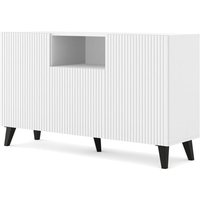Kommode Ravenna b 150 2D1DM Fräsung Weiß Matt, Beine Schwarz von BIM FURNITURE