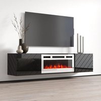 Bim Furniture - Roxy TV-Schrank mit elektrischem Kamin weiß cm183x35x38h schwarz glänzend Bim Furniture - Roxy TV-Schrank mit elektrischem Kamin weiß cm183x35x38h schwarz glänzend von BIM FURNITURE