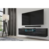 Bim Furniture - TV-Schrank Aura Schwarz Sahara 150x37x42 cm, Hängend oder Stehen,Universal Fernsehschrank, Lowboard mit Stauraum, Kabelöffnung, von BIM FURNITURE