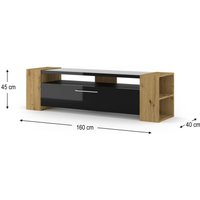 Bim Furniture - TV-Schrank livia 160 cm Handwerks-Eiche / Hochglanz Schwarz von BIM FURNITURE