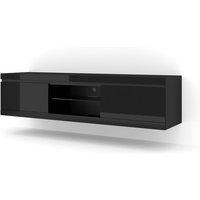 Hängende TV-Möbel an der Wand oder auf dem Boden Net Cm 180 x 40 x 46 Cm Front Schwarz Glänzend Struktur Schwarz Matt von BIM FURNITURE