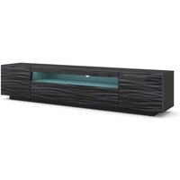 Universeller TV-Schrank Aura 200 cm zum Hängen oder zum Stellen unter dem TV-Schrank - Hi-Fi-Buffet - Sahara 3D schwarz mit led von BIM FURNITURE