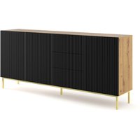 Kommode ravenna b 200 cm 3D3S gefrästes handwerks-eiche / schwarz matt + rahmen Kommode ravenna b 200 cm 3D3S gefrästes handwerks-eiche / schwarz matt + rahmen von BIM FURNITURE