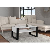 Kaffeetisch Couchtisch nuka f 110x60x48 cm Weiß Matt/Matt schwarz Beistelltisch Tisch mit Regal von BIM FURNITURE
