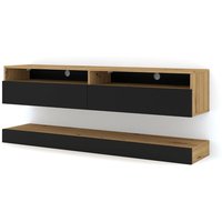 TV-Schrank duo 160 cm hängend + plattform handwerks-eiche / schwarz matt von BIM FURNITURE