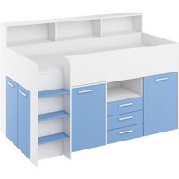 Hochbett mit Schreibtisch neo linke seite weiß / blau von BIM FURNITURE
