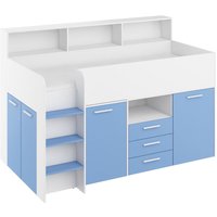 Hochbett mit Schreibtisch neo linke seite weiß / blau von BIM FURNITURE
