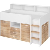 Hochbett mit Schreibtisch neo rechte seite weiß / sonoma-eiche von BIM FURNITURE