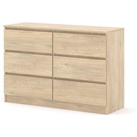Kommode MAJA S6 120 cm eiche cremona mit 6 Schubladen von BIM FURNITURE
