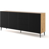 Bim Furniture - Kommode ravenna b 200 cm 3D3S gefrästes handwerks-eiche / schwarz matt + füße von BIM FURNITURE