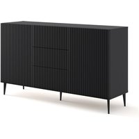 Bim Furniture - Kommode ravenna b 150 cm 2D3S gefrästes schwarz matt + füße von BIM FURNITURE