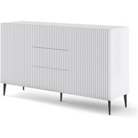 Kommode ravenna b 150 cm 2D 3 schublade gefrästes weiß matt + füße von BIM FURNITURE