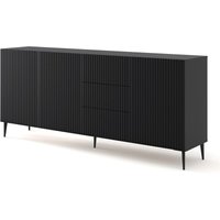 Bim Furniture - Kommode ravenna b 200 cm 3D3S gefrästes schwarz matt + füße von BIM FURNITURE