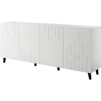 Kommode moby 200 cm 4D vier Türen MDF-platte gefräste front weiß matt von BIM FURNITURE