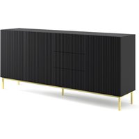 Bim Furniture - Kommode ravenna b 200 cm 3D3S gefrästes schwarz matt + rahmen von BIM FURNITURE
