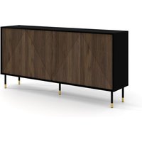 Kommode woody iv 180 cm 4D gefräst mattschwarz / eiche catania von BIM FURNITURE