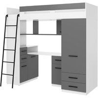 Bim Furniture - Hochbett mit Schreibtisch smyk l cm110x204x188h Weiß Graphit von BIM FURNITURE