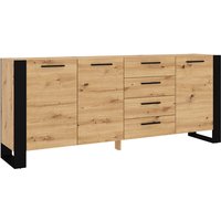 Bim Furniture - Kommode nuka k 197 cm 4 schubladen handwerks-eiche / schwarz matt von BIM FURNITURE