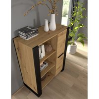 Regal nuka j 90x45x110 cm Eiche Artisan/Matt schwarz Schrank Kommode Vitrine Bücherregal von BIM FURNITURE