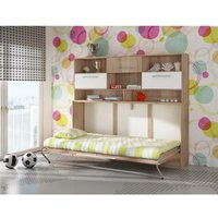 Schrankbett Wandbett roger 90x200cm horizontal + regal sonoma eiche/weiß von BIM FURNITURE