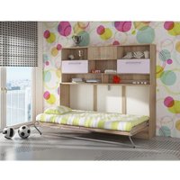 Schrankbett Wandbett roger 90x200cm horizontal + regal sonoma eiche / violett von BIM FURNITURE