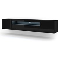 TV-Schrank aura 200 cm hängend oder stehend schwarz matt / glänzendes schwarz + led von BIM FURNITURE