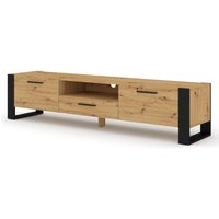 Tv Stand nuka 200x43x48 cm Eiche Artisan/Matt schwarz Lowboard Schrank tv Tisch Sideboard Kommode Hi-Fi Tisch Tv Stand nuka 200x43x48 cm Eiche Artisan/Matt schwarz Lowboard Schrank tv Tisch Sideboard Kommode Hi-Fi Tisch von BIM FURNITURE