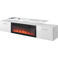 TV-Schrank rova ef 190 cm + elektrokamin weiß glänzend von BIM FURNITURE