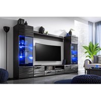 Bim Furniture - Wohnwand modica schwarz matt / glanz sahara 3D + led von BIM FURNITURE