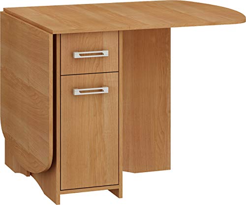 BIM Furniture Ausziehtisch HOMI MINI 10 160x80x75 cm Klapptisch Küchentisch Esstisch Oval Tisch mit Schrank und Schubladen (Erle) von BIM Furniture
