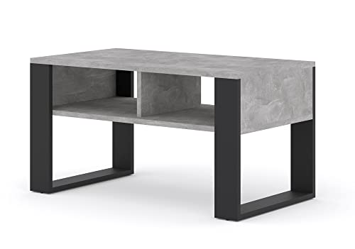 BIM Furniture Couchtisch Luca 90 x 48 cm Quadrat Beistelltisch Tisch für das Wohnzimmer Regal Beton Concrete von BIM Furniture
