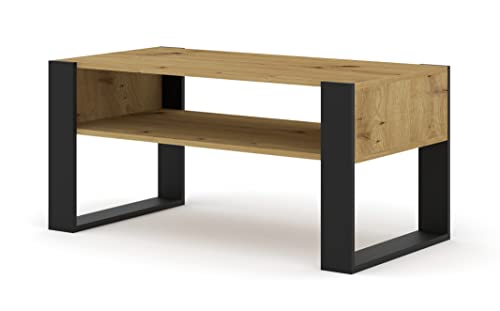 BIM Furniture Couchtisch MONDI 100 x 50 cm Beistelltisch, Tisch mit Regal (Artisan Eiche) von BIM Furniture