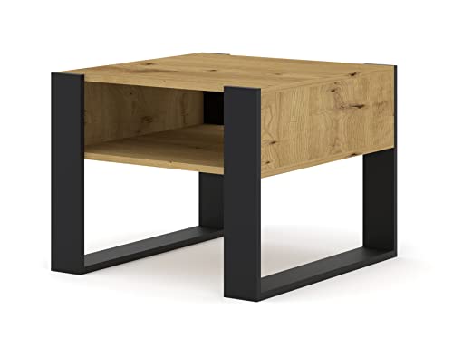 BIM Furniture Couchtisch MONDI 60 x 60 cm Quadrat Beistelltisch, Tisch mit Regal (Artisan Eiche) von BIM Furniture