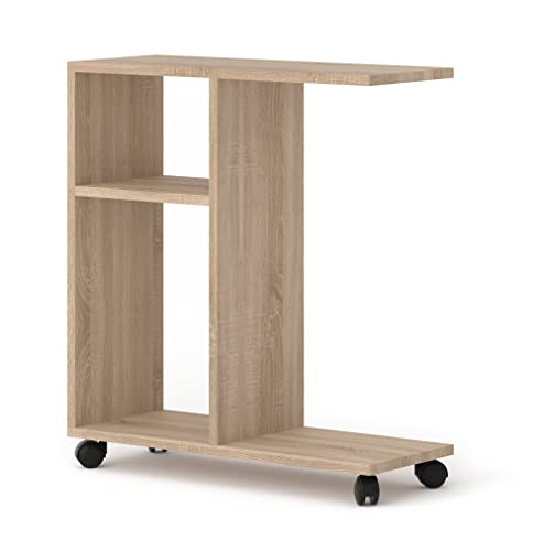 BIM Furniture TRASCO 1 60 x 22 x 65 cm Beistelltisch auf Rollen – Couchtisch - Nachttisch - Laptopständer Regal – offene Fächer – Vielseitig einsetzbar (Sonoma Eiche) von BIM Furniture