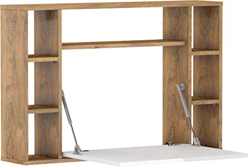 BIM Furniture Hängend klappbarer Schreibtischregale Muse Haushaltsbüro Wandtisch Computertisch (Burgunder Eiche/weiß glatz) von BIM Furniture