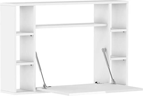 BIM Furniture Hängend klappbarer Schreibtischregale Muse Haushaltsbüro Wandtisch Computertisch (weiß matt/weiß Glanz) von BIM Furniture