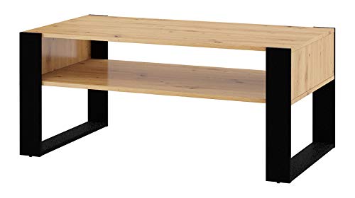 BIM Furniture Kaffeetisch Couchtisch Nuka F 110x60 cm Beistelltisch Tisch mit Regal handwerkliche Eiche schwarz von BIM Furniture