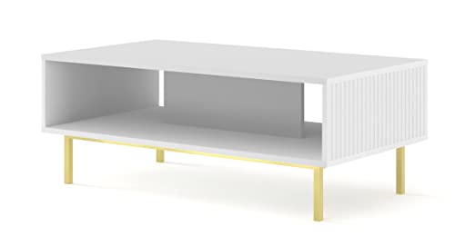 BIM Furniture Kaffeetisch Couchtisch Ravenna B 90x60 cm Beistelltisch Tisch mit Regal (Weiß Matt) von BIM Furniture