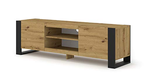 BIM Furniture Lowboard TV-Schrank MONDI 158 cm Kommode Stehschrank Wohnwand HI-FI Tisch Regal Sideboard (Eiche Artisan) von BIM Furniture