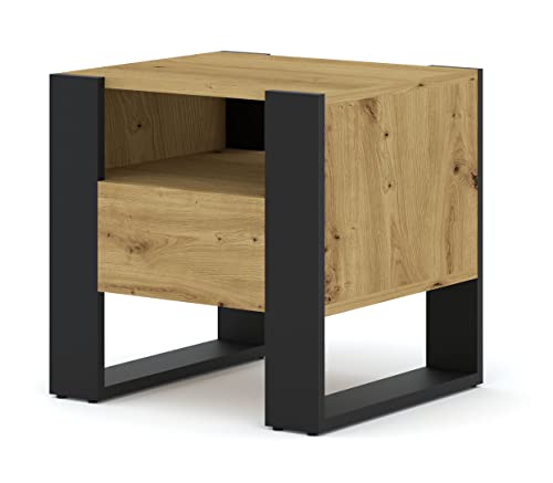 BIM Furniture Nachttisch Mondi 48 cm Nachtkommode Nachtschrank mit 1 Schublade (Artisan Eiche) von BIM Furniture