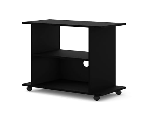 BIM Furniture TV Lowboard Schrank mit Rädern Yogi 80 cm TV Tisch Sideboard Kommode Hi-Fi Tisch (Schwarz Matt) von BIM Furniture