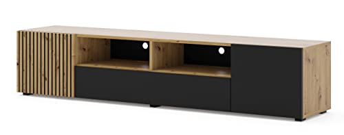 BIM Furniture TV-Stand Lowboard AURIS 200 cm Lamellenfronten MDF Kommode Sideboard TV-Tisch Schrank Artisan Eiche schwarz matt von BIM Furniture
