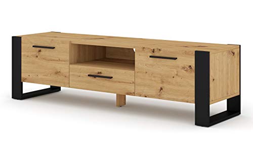 BIM Furniture TV Stand Nuka 160 cm Lowboard Schrank TV Tisch Sideboard Kommode Hi-Fi Tisch (Artisan Eiche) von BIM Furniture