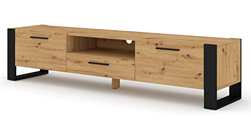 BIM Furniture TV Stand Nuka 200 cm Lowboard Schrank TV Tisch Sideboard Kommode Hi-Fi Tisch (Artisan Eiche) von BIM Furniture